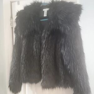 Kenar Luxurious Black Faux Fur Jacket